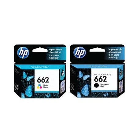 KIT CARTUCHO HP 662 NEGRO Y TRICOLOR