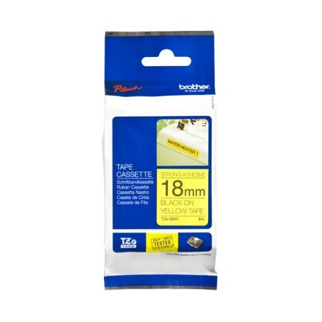 BROTHER CINTA NEGRO SOBRE AMARILLO ADHESIVO IND. 18mm X 8M TZES641