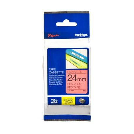 CINTA BROTHER TZE451 NEGRO SOBRE ROJO 24MM