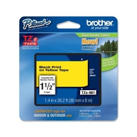 CINTA BROTHER TZE-661 NEGRO SOBRE AMARILLO 36MM X 8M
