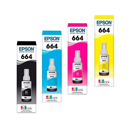 KIT BOTELLAS DE TINTA EPSON T664 4 COLORES KCMY