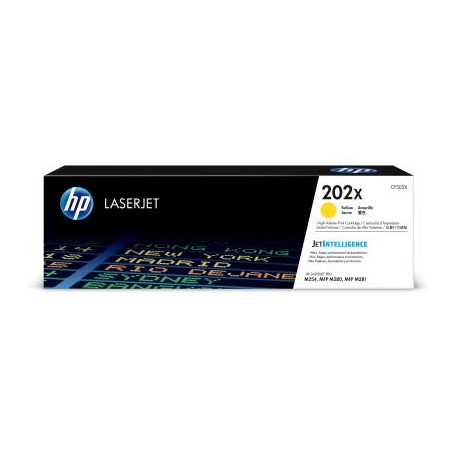 TONER LASERJET HP 202X AMARILLO 2,500 PAGS P/M254 CF502X