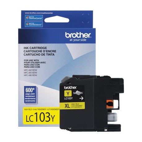 CARTUCHO BROTHER LC103Y AMARILLO 600 PAGINAS P/MFCJ870DW / MFCJ285DW