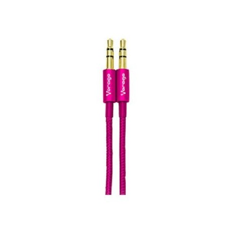 CABLE AUXILIAR VORAGO CAB-115 ROSA METALICO 3.5MM A 3.5 MM BOLSA