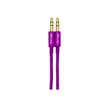 CABLE AUXILIAR VORAGO CAB-115 MORADO METALICO 3.5MM A 3.5 MM BOLSA