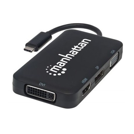 ADAPTADOR MANHATTAN USB C A DISPLAYPORT/DVI/VGA/HDMI NEGRO 152600