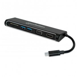 ADAPTADOR MANHATTAN USB C A HDMI/VGAUSB NEGRO 152631