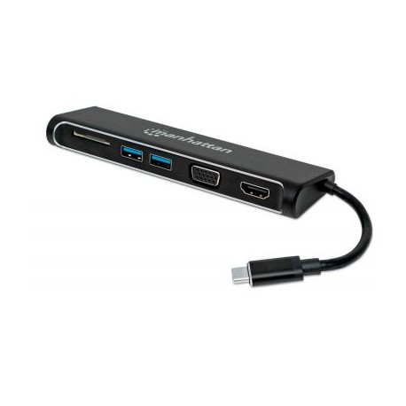ADAPTADOR MANHATTAN USB C A HDMI/VGAUSB NEGRO 152631