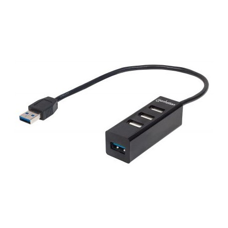 HUB USB 3.0 MANHATTAN TYPE-A 4 PUERTOS 5000 MBIT/S NEGRO 163828