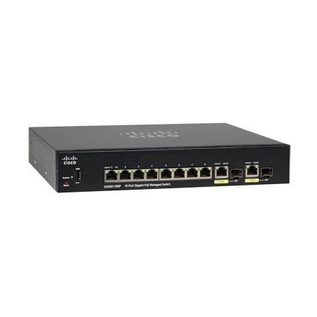 SWITCH CISCO SG350-10MP-K9-NA 8+2SFP PUERTOS NEGRO