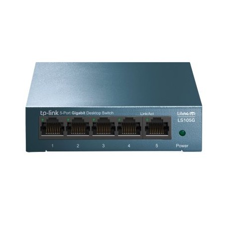 SWITCH ESCRITORIO PARED TP LINK/5PTOS GIGA/ACERO/PLUG & PLAY/LS105G