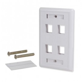 PLACA DE PARED LOGICO WP304 4 RANURAS RJ-45 COLOR BLANCO