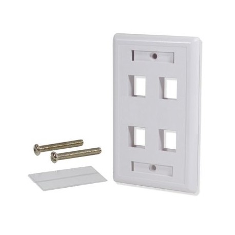 PLACA DE PARED LOGICO WP304 4 RANURAS RJ-45 COLOR BLANCO