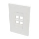 PLACA DE PARED TRIPPLITE KEYSTONE UNIVERSAL 1 GANG 4 PUERTOS BLANCA
