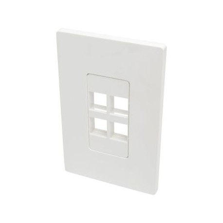 PLACA DE PARED TRIPPLITE KEYSTONE UNIVERSAL 1 GANG 4 PUERTOS BLANCA