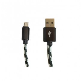 CABLE USB A MICRO USB 2 MTS CARGA/DATOS NYLON NEGRO PREMIUM OVALTECH