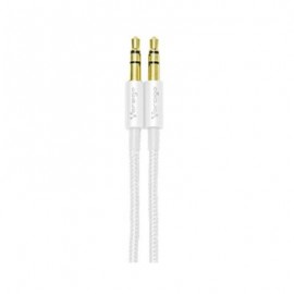 CABLE AUXILIAR VORAGO CAB-115 BLANCO METALICO 3.5MM A 3.5 MM BOLSA