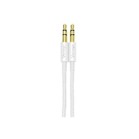 CABLE AUXILIAR VORAGO CAB-115 BLANCO METALICO 3.5MM A 3.5 MM BOLSA