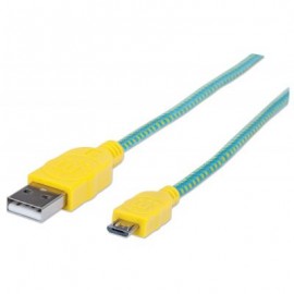 CABLE MANHATTAN USB V2.0 A-MICRO B 1.0M TEXTIL TURQUESA-AMARI 352710