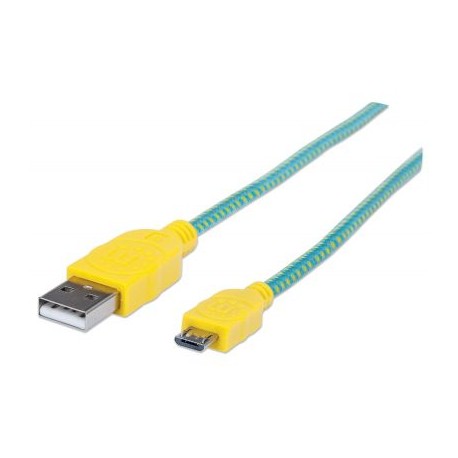 CABLE MANHATTAN USB V2.0 A-MICRO B 1.0M TEXTIL TURQUESA-AMARI 352710