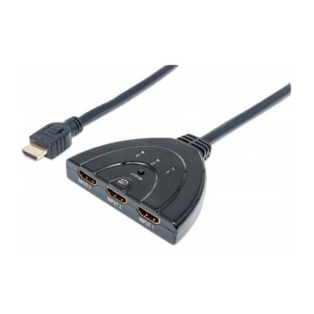 SWITCH HUB HDMI MANHATTAN 207423, 3 PUERTOS COLOR NEGRO