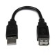 Cable Extensor USB 2.0   Macho a Hembra de 15cm  STARTECH USBEXTAA6IN