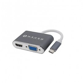 ADAPTADOR USB TIPO C A HDMI+VGA NACEB NA-0113 PLATA