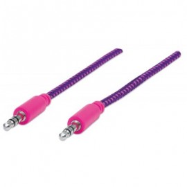 CABLE AUXILIAR DE AUDIO 3.5 1MT TEXTIL ROSA/MORADO MANHATTAN 352826