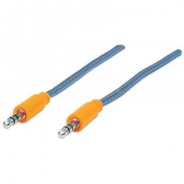 CABLE AUXILIAR DE AUDIO 3.5 1MT TEXTIL NARANJA/AZUL MANHATTAN 352802