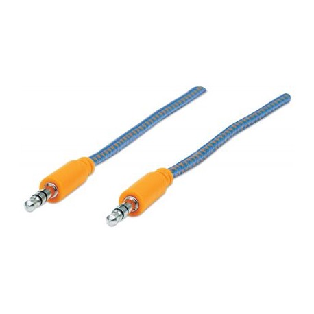 CABLE AUXILIAR DE AUDIO 3.5 1MT TEXTIL NARANJA/AZUL MANHATTAN 352802