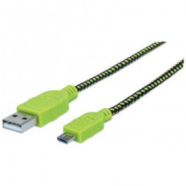 CABLE USB MANHATTAN TEXTIL VERDE/NEGRO USB A MICRO USB 1 METRO 352772
