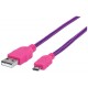 CABLE USB MANHATTAN TEXTIL ROSA/MORADO USB A MICRO USB 1.8M 352741