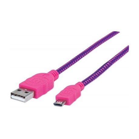 CABLE USB MANHATTAN TEXTIL ROSA/MORADO USB A MICRO USB 1.8M 352741