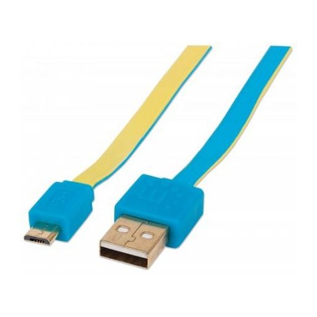 CABLE USB MANHATTAN PLANO AZUL/AMARILLO USB A MICRO USB 2M 391283