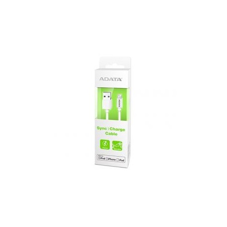 CABLE ADATA LIGHTNING APPLE DE 1MT BLANCO CERTIFICADO AMFIPL-100CM-CWH