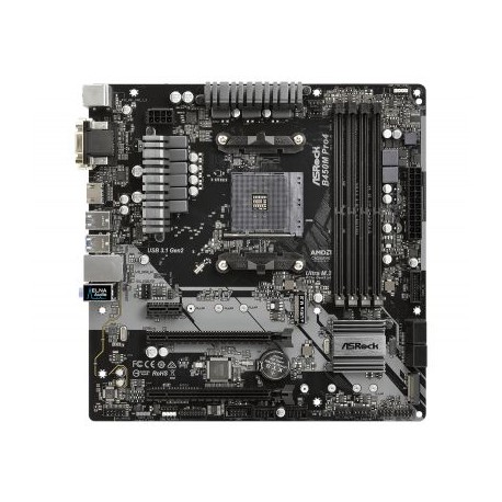 TARJETA MADRE ASROCK B450M PRO4 AM4 MICRO ATX  90-MXB8F0-A0UAYZ
