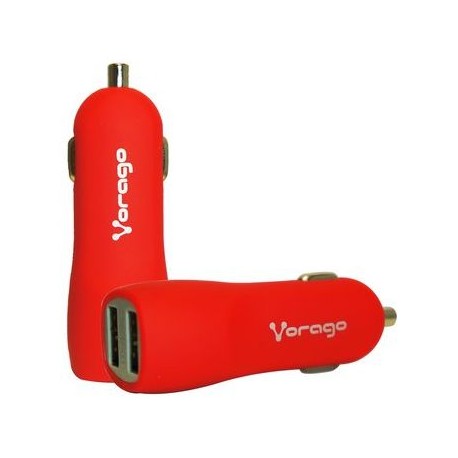 CARGADOR PARA AUTO VORAGO AU-103 CON 2 PUERTOS USB ROJO
